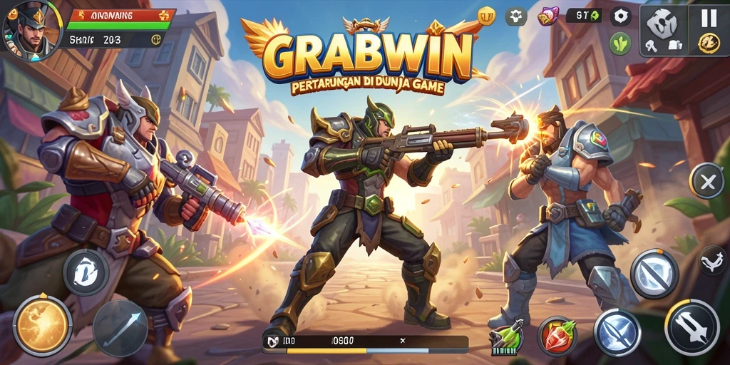 Gameplay seru GRABWIN dengan pertarungan yang intens.