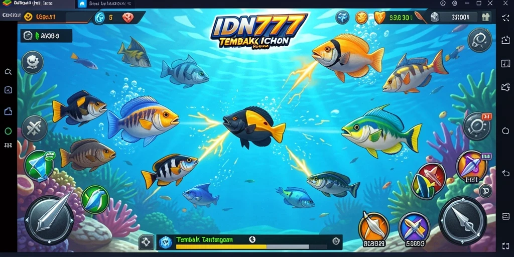 Screenshot IDN777 menampilkan ikan berwarna-warni dalam suasana laut yang menarik.