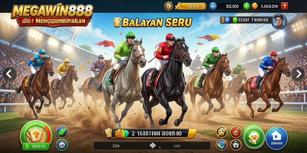 Gameplay balapan seru di MEGAWIN888 dengan kendaraan berkecepatan tinggi.