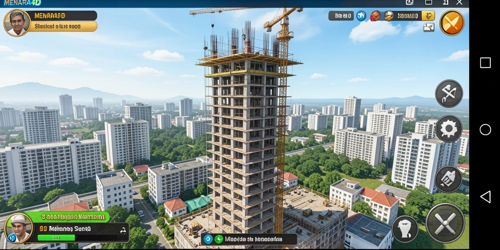Tampilan gameplay menarik dari MENARA4D dengan fokus pada desain menara.