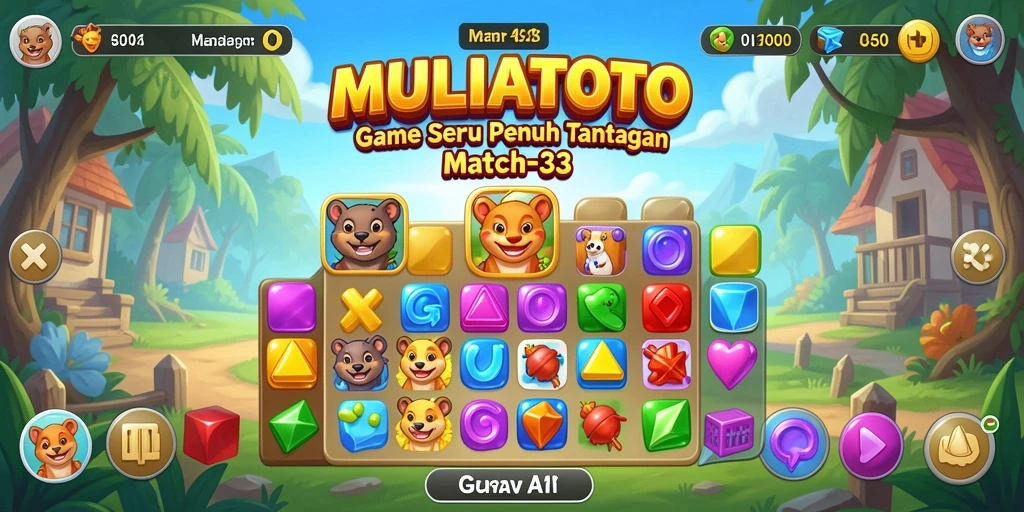 MULIATOTO menampilkan gameplay match-3 yang seru dan menantang.