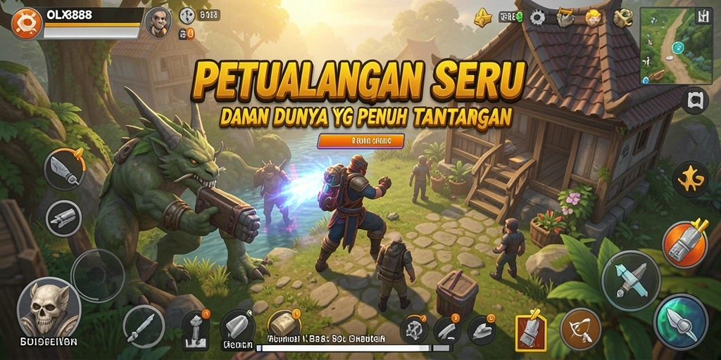 Tangkapan layar gameplay OLX888 menunjukkan aksi seru dalam petualangan yang menantang.