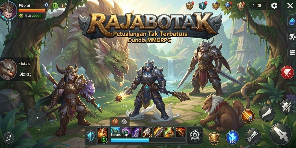 Screenshot menunjukkan aksi seru petualangan MMORPG RAJABOTAK.