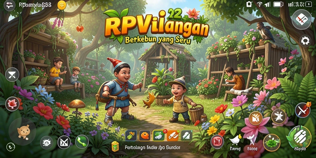 Tampilan gameplay RPVIP2 menunjukkan lahan pertanian yang luas dan beragam tanaman.