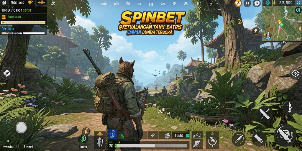 Tangkapan layar menampilkan eksplorasi bebas di dunia SPINBET.