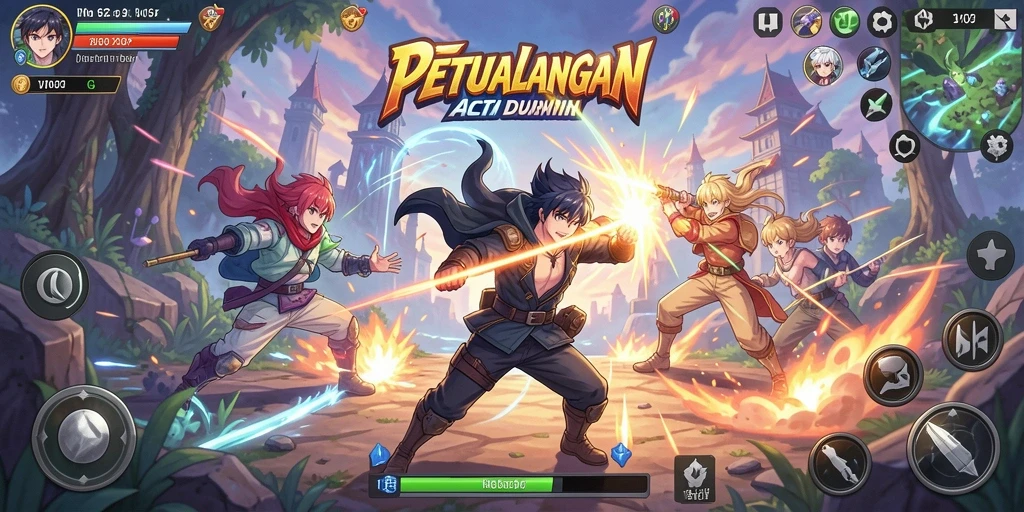 Screenshot menampilkan aksi seru dalam game Anime VV62.